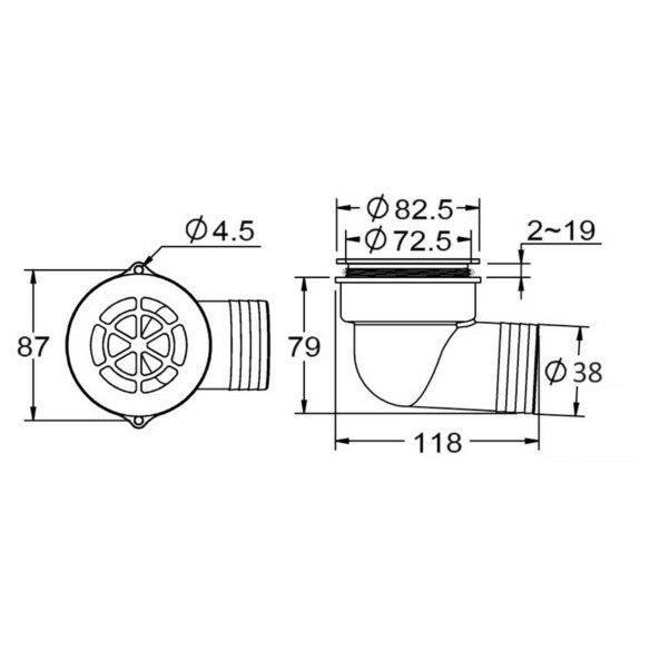 Scarico pozzetto con flap antireflusso