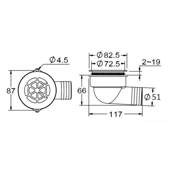 Scarico pozzetto con flap antireflusso