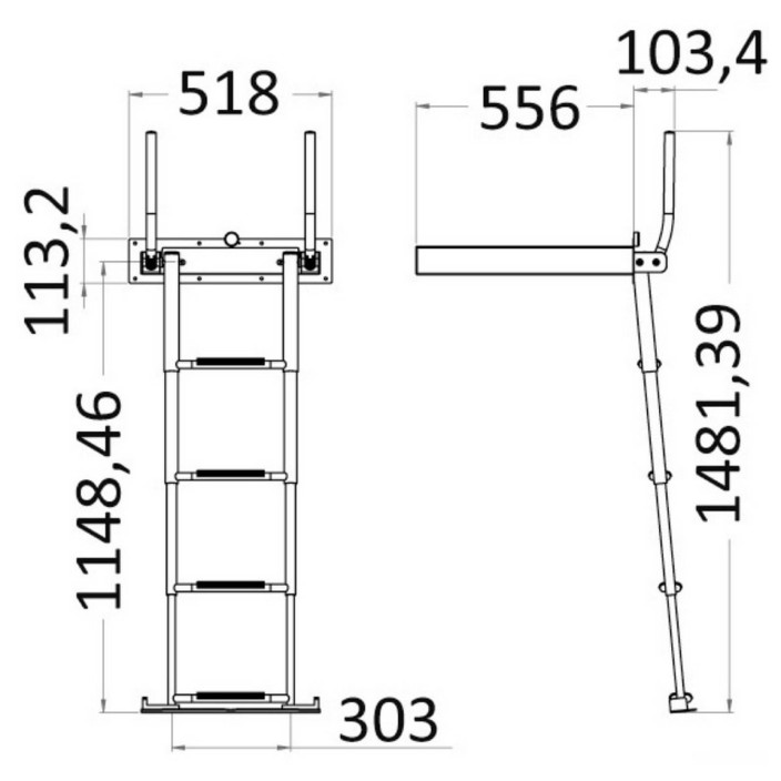 EasyUp built-in telescopic ladder with railings