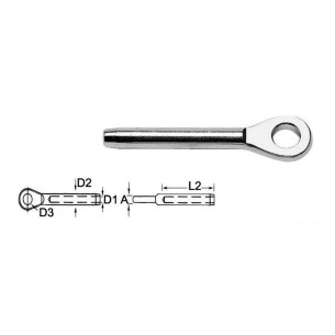 Terminale inox occhio  3 mm