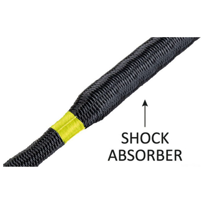 Mooring lines with eye and integrated shock absorber