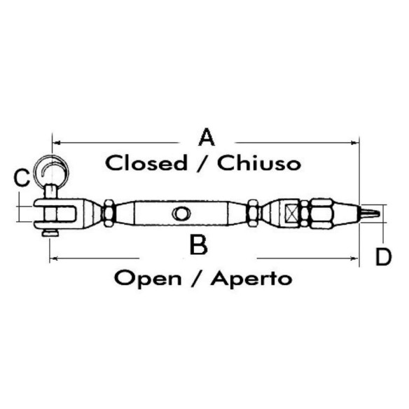 Turnbuckle AISI 316 Parafil cable