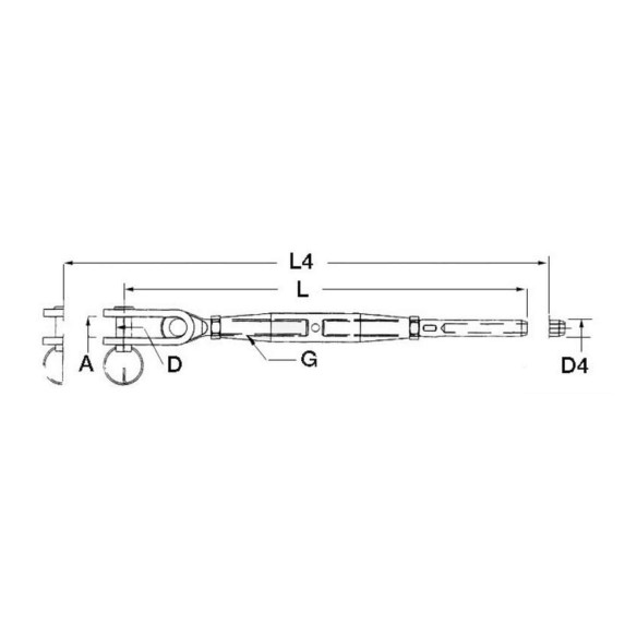 Turnbuckle articulated jaw AISI 316