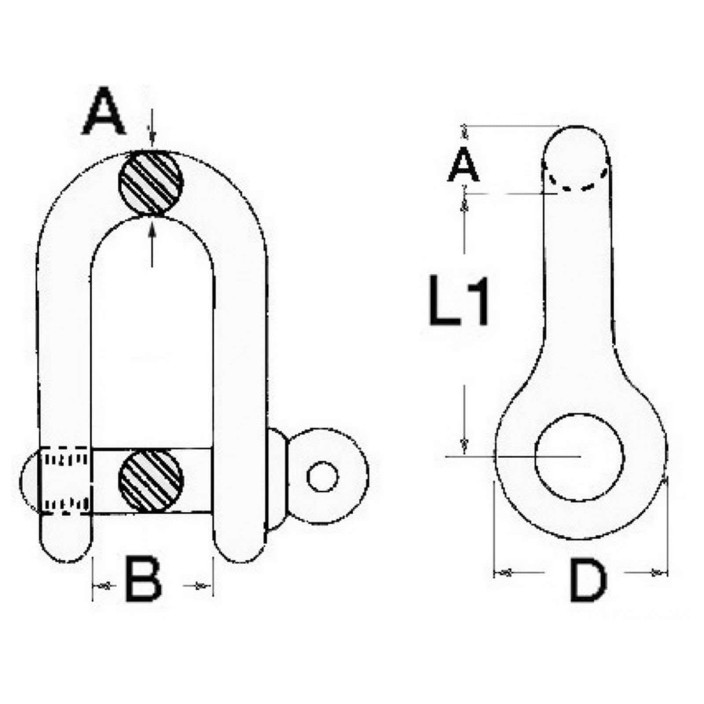 Shackle made of stainless steel AISI 316