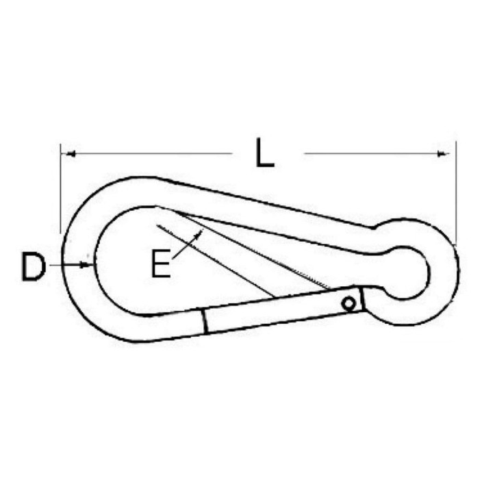 Carabiner hook flush closure AISI 316