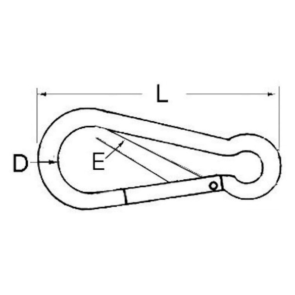 Carabiner hook flush closure AISI 316