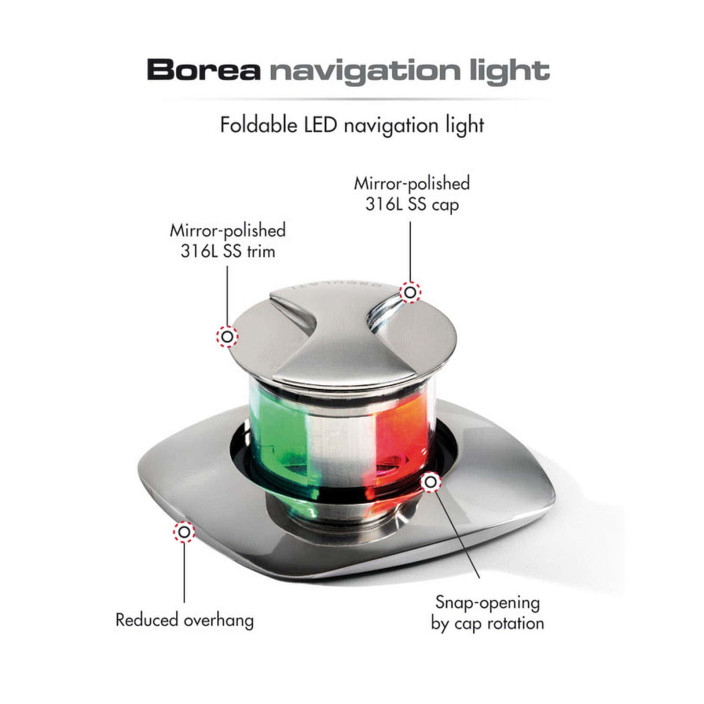 Borea retractable LED bicolor navigation light