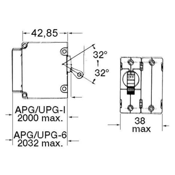 Interruttore AIRPAX SENSATA automatici magnetoidraulici bipolari corrente continua