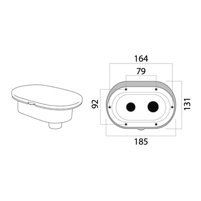 Oval deck shower with Mizar mixer and pushbutton head