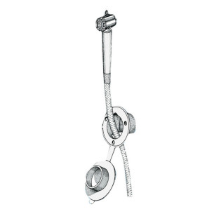 Push button shower white finish PVC hose Wall mounting