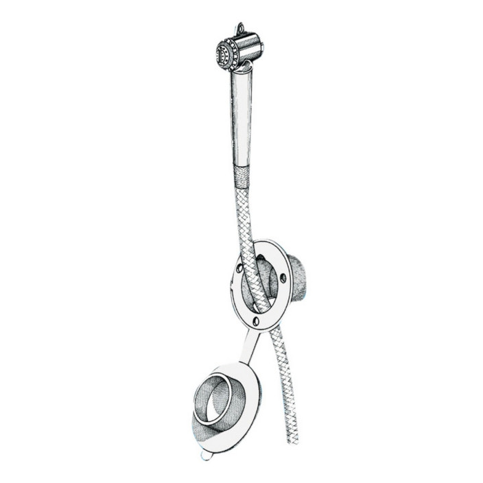 Push button shower white finish PVC hose Wall mounting