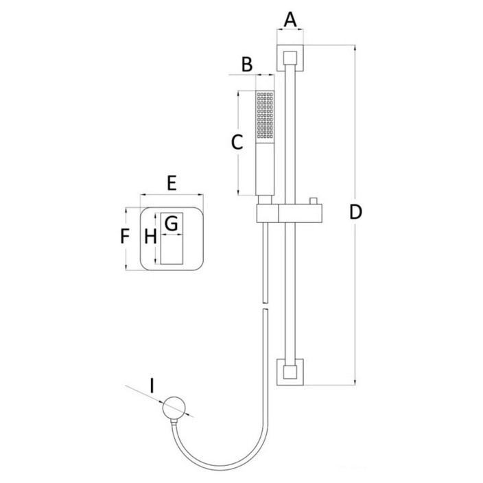 Saliscendi doccia con misc Square tubo PVC