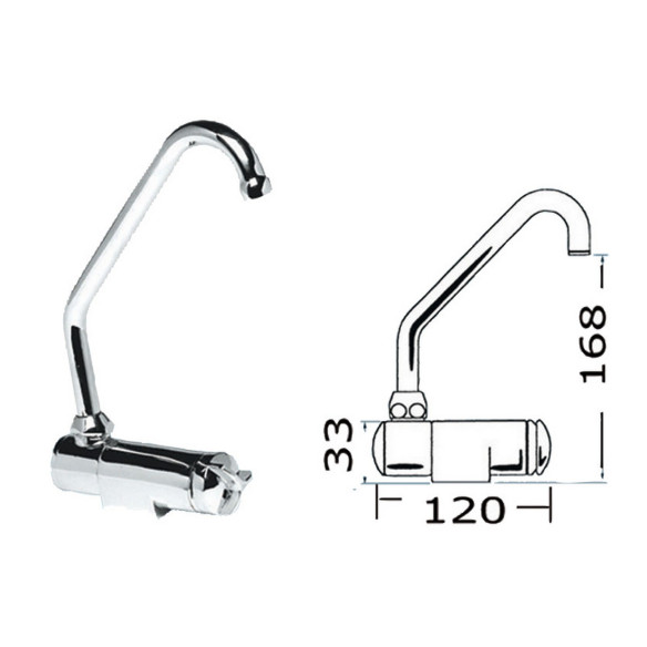 Swivelling tap Star series high coldhot water