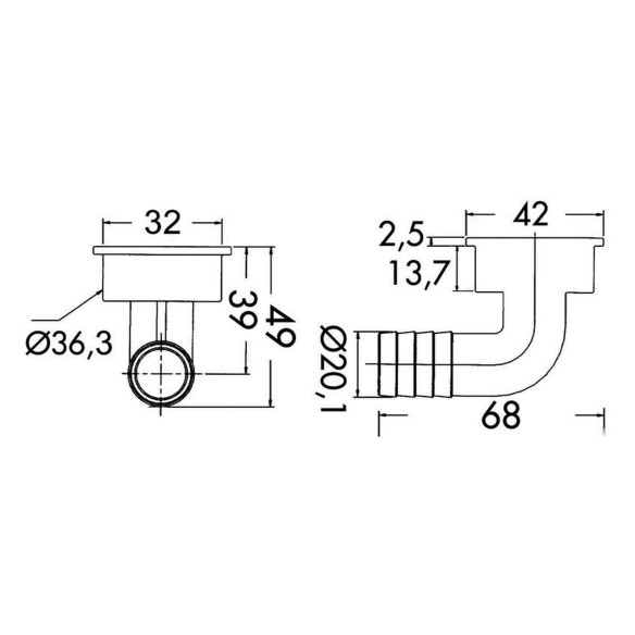 Cockpit drain AISI 316