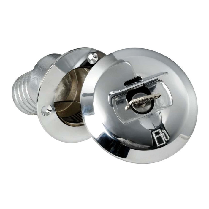 Chromed brass deck filler with key