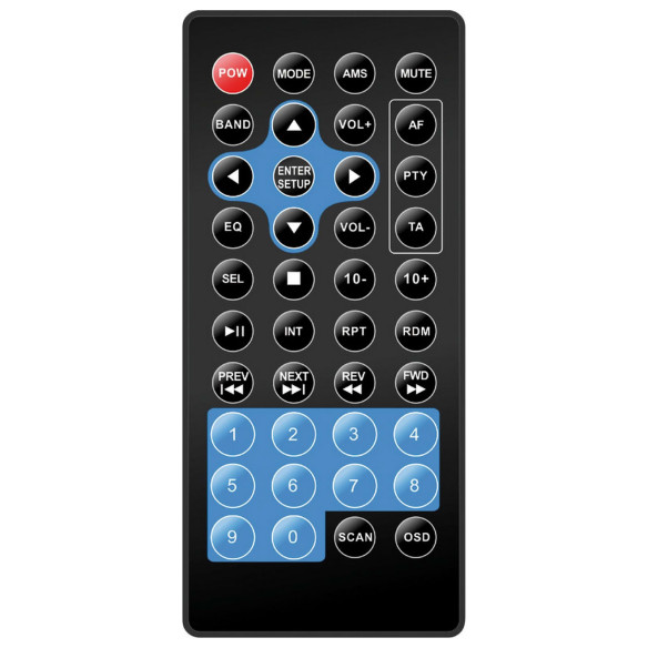 Radio instrument panel with remote control and DAB antenna