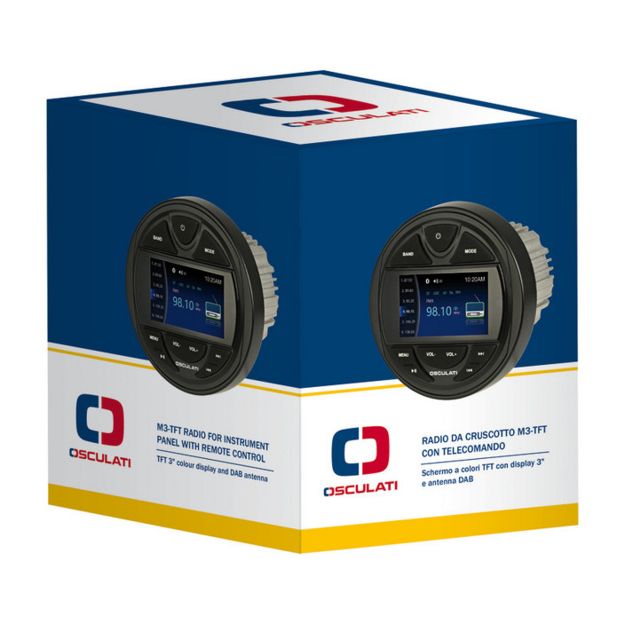 Radio instrument panel with remote control and DAB antenna