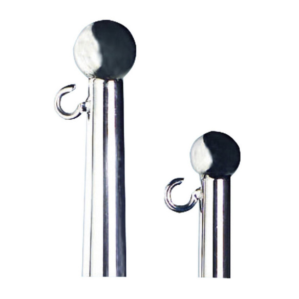 Mirror polished SS flagstaff w end ball