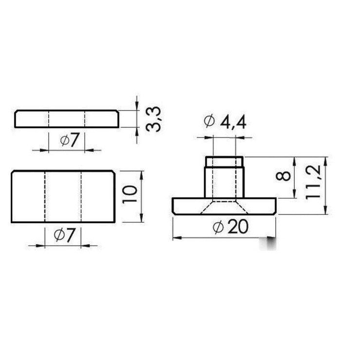 Glass stop spacer Packaging containing pcs