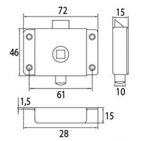 Serratura WC ottone cromato 70x45