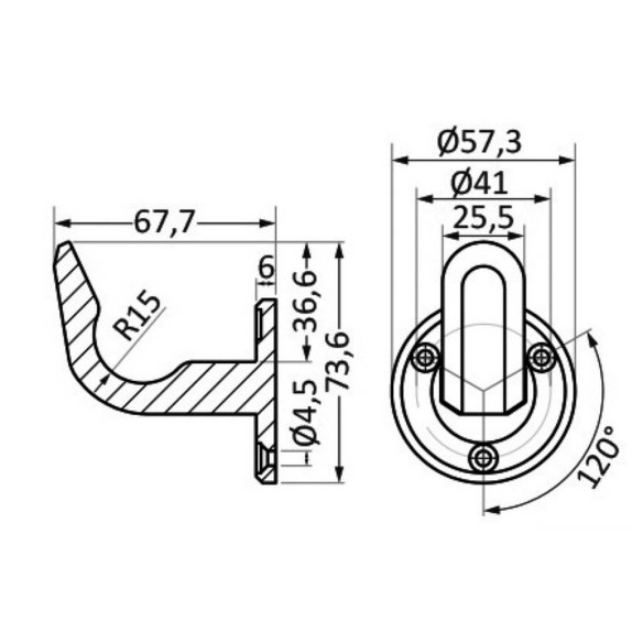 AISI 316 highresistance hook 6x67 7x57