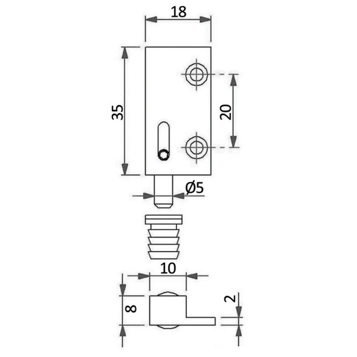 Cerniera spillo DX  SX ottone