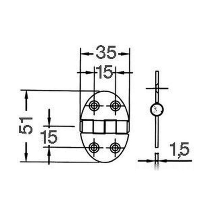 Oval hinge stud mounting