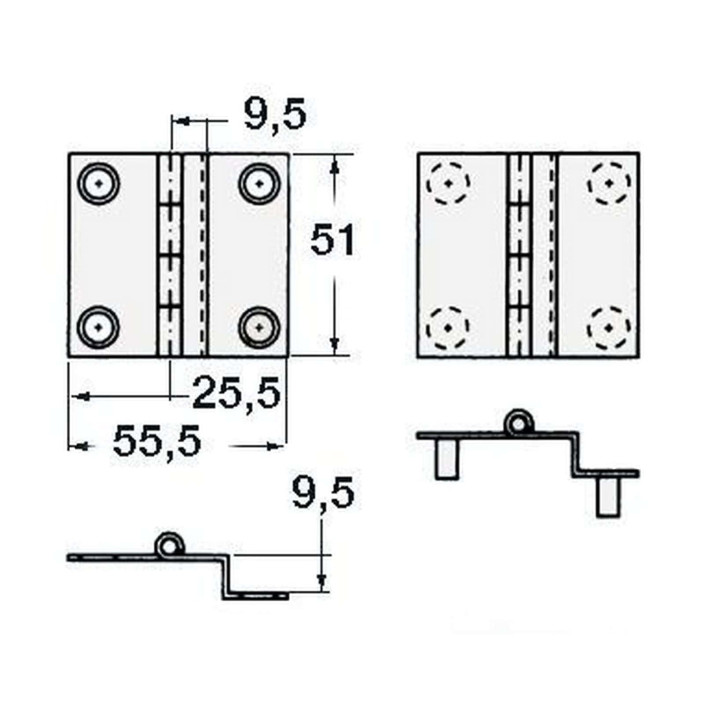 Cerniera 55x51mm 95 boccola