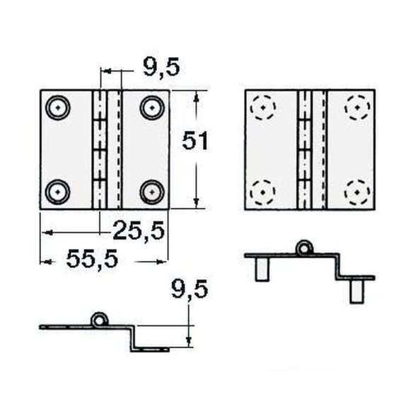 Cerniera 55x51mm 95 boccola