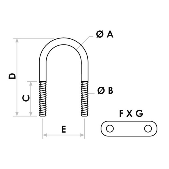 Ubolt AISI 316 wtwo plates