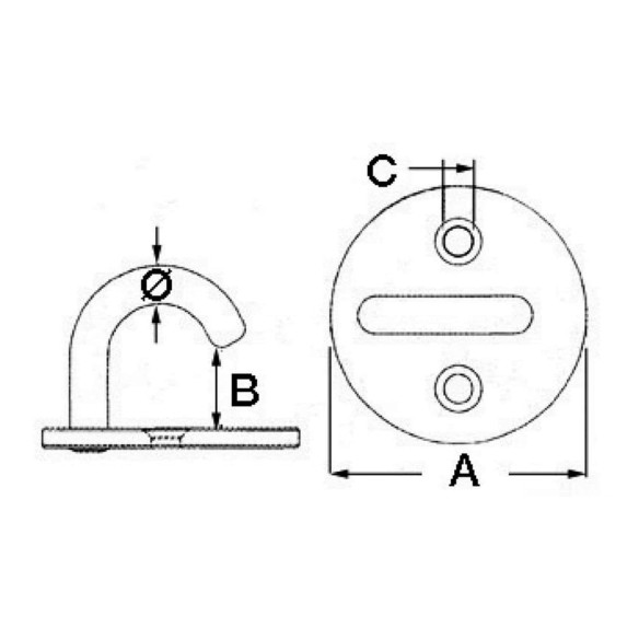 Round plate hook polished SS