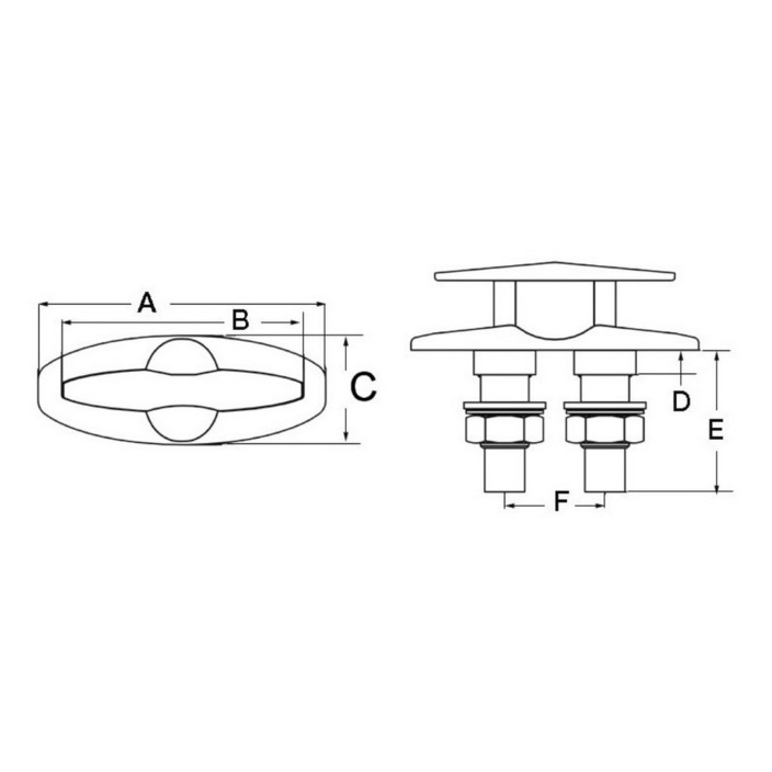 Retract pushup cleat mirrorpolished AISI 316