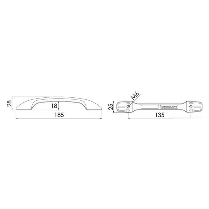 Streamlined handle mirrorpolished AISI 316