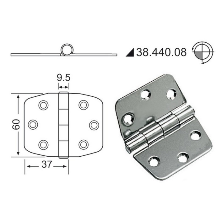 Hinge standard pin 74x60