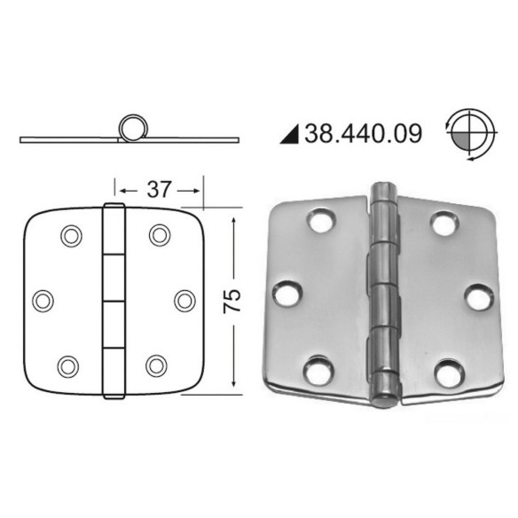 Cerniera inox 74x75