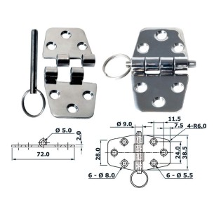 Hinge standard pin 72x38