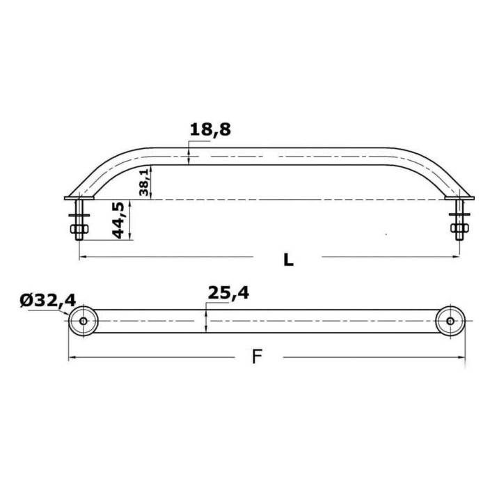 Oval pipe handrail AISI 316 external screws