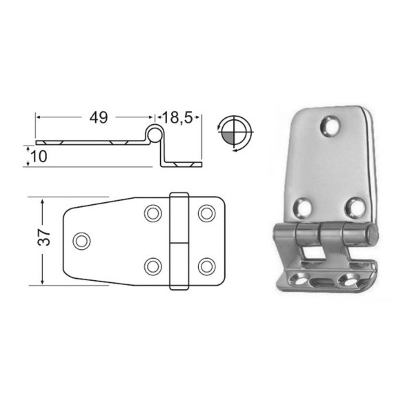 Cerniera inox sbalzo 5x37
