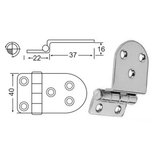 Cerniera inox sbalzo 59x40