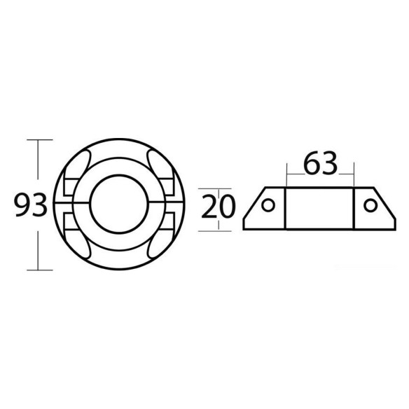 Anodo collare compatibile con eliche MaxProp 60 90x204