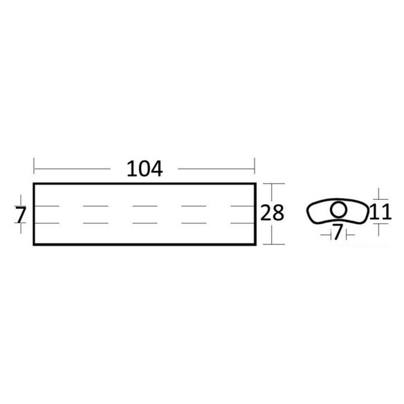 Zinc plate anode wthrough hole 104x28