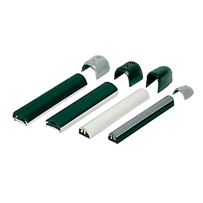 Rubbing strake made of rigid durable plastic fitted with flexible PVC insert