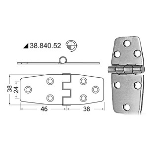 Hinge standard pin 88x38