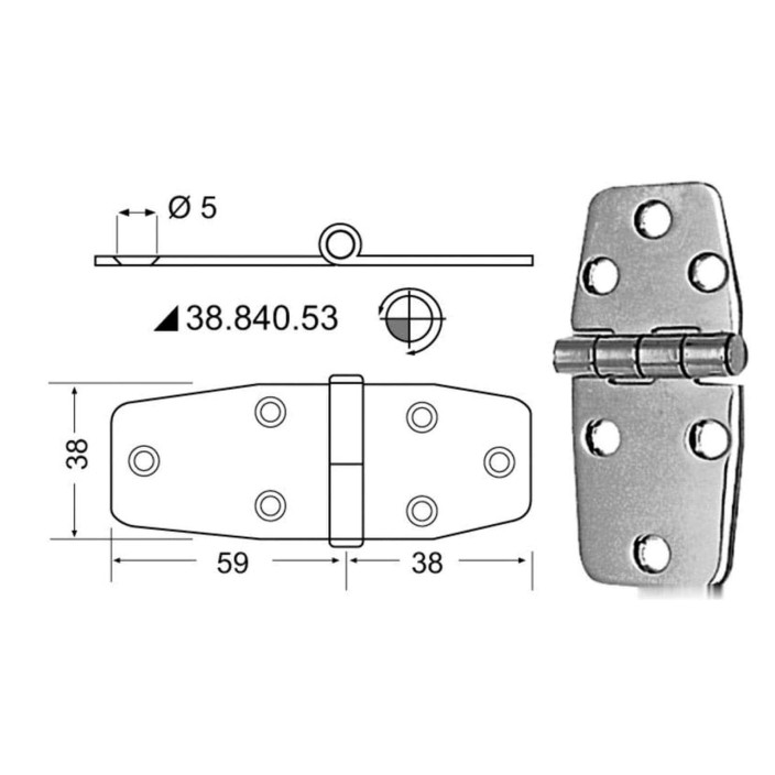 Cerniere inox 97x38