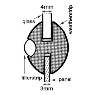 PVC porthole sealing black profile 5x20