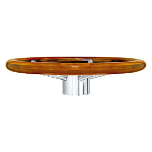 Steering wheel w teak outer ring