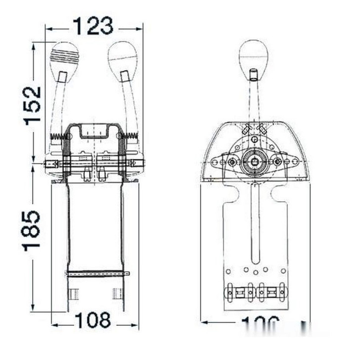 Twin lever control box one engine AISI 316