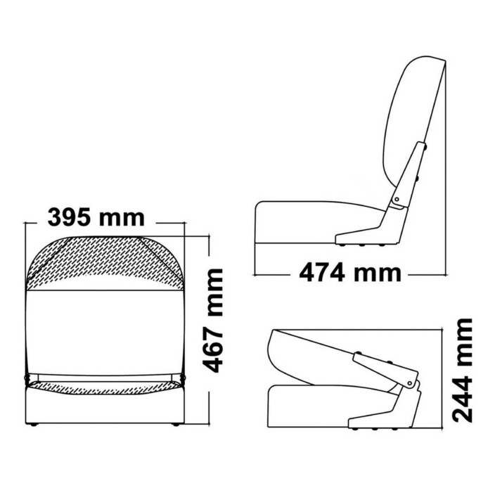 Seat wfoldable back vinyl cushion