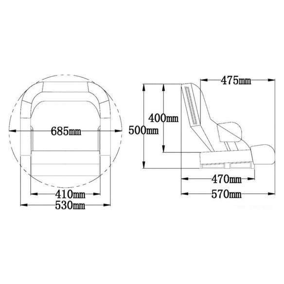 Ergonomic padded seat wH52R Flip UP