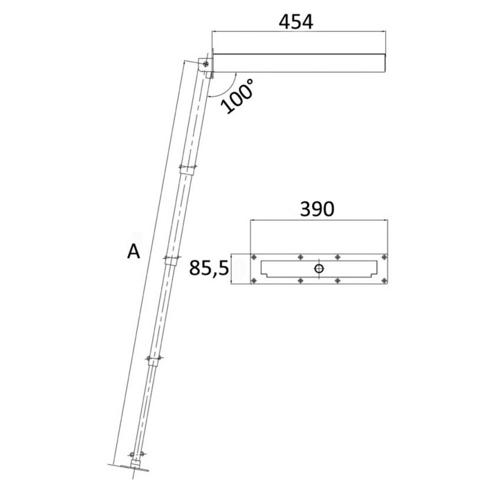 Foldaway ladder standard AISI 316 steps